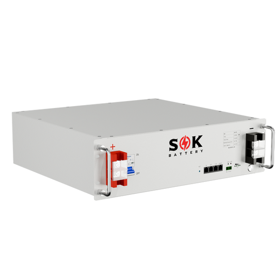 SOK 48V 100Ah 3U server-rack LiFePO4 battery with Bluetooth OTA and heater pad