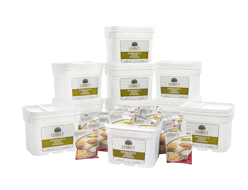 Legacy Food Storage Premium 1080 Serving Package overview of package contents and serving breakdown