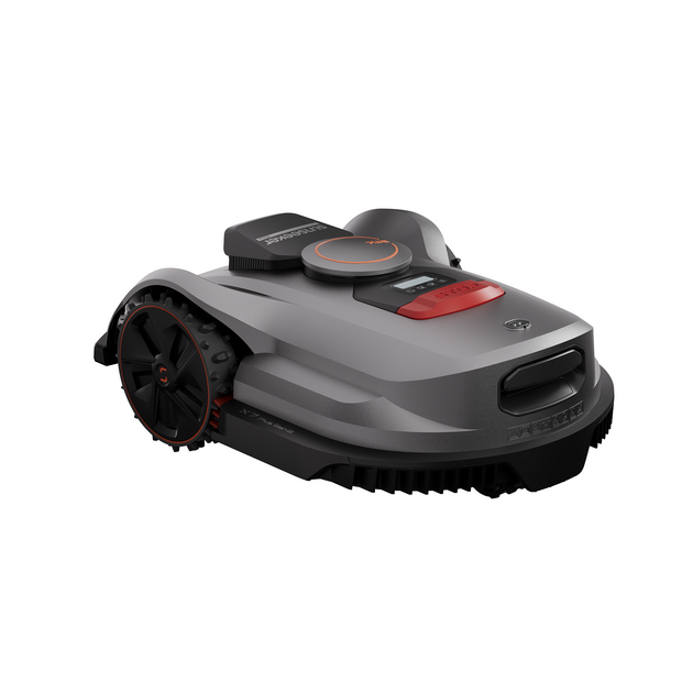 Sunseeker X7+ Gen2 robot lawn mower, left side studio view