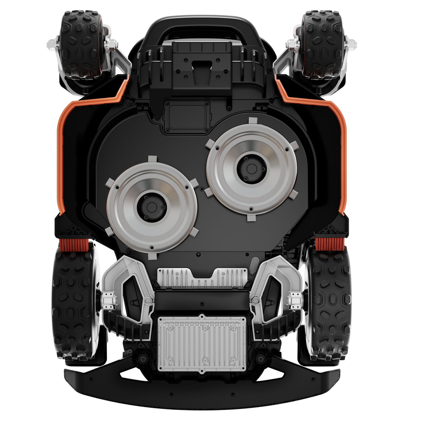 Sunseeker X9 underside showing dual cutting discs