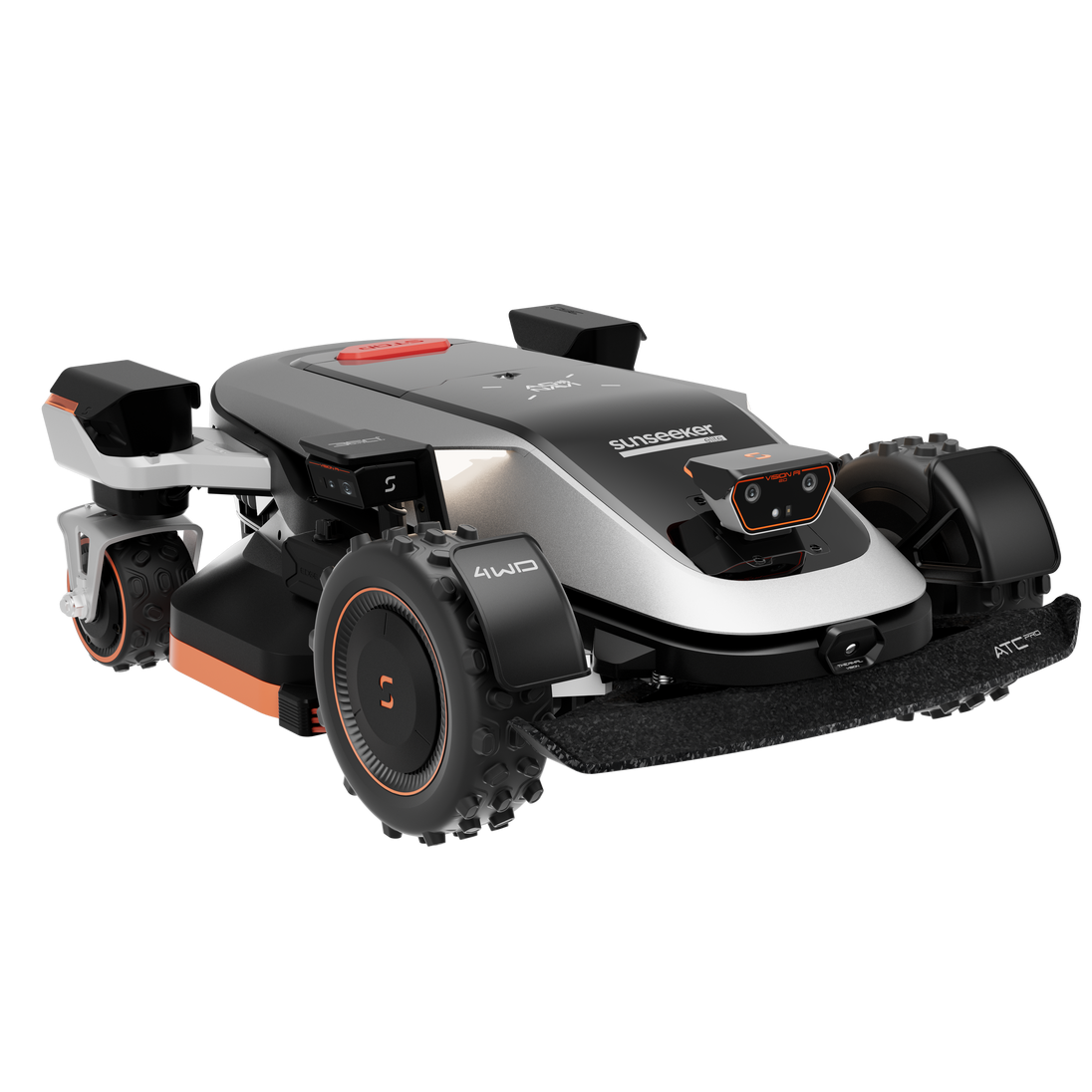 Sunseeker X9 robot lawn mower, right 45-degree view