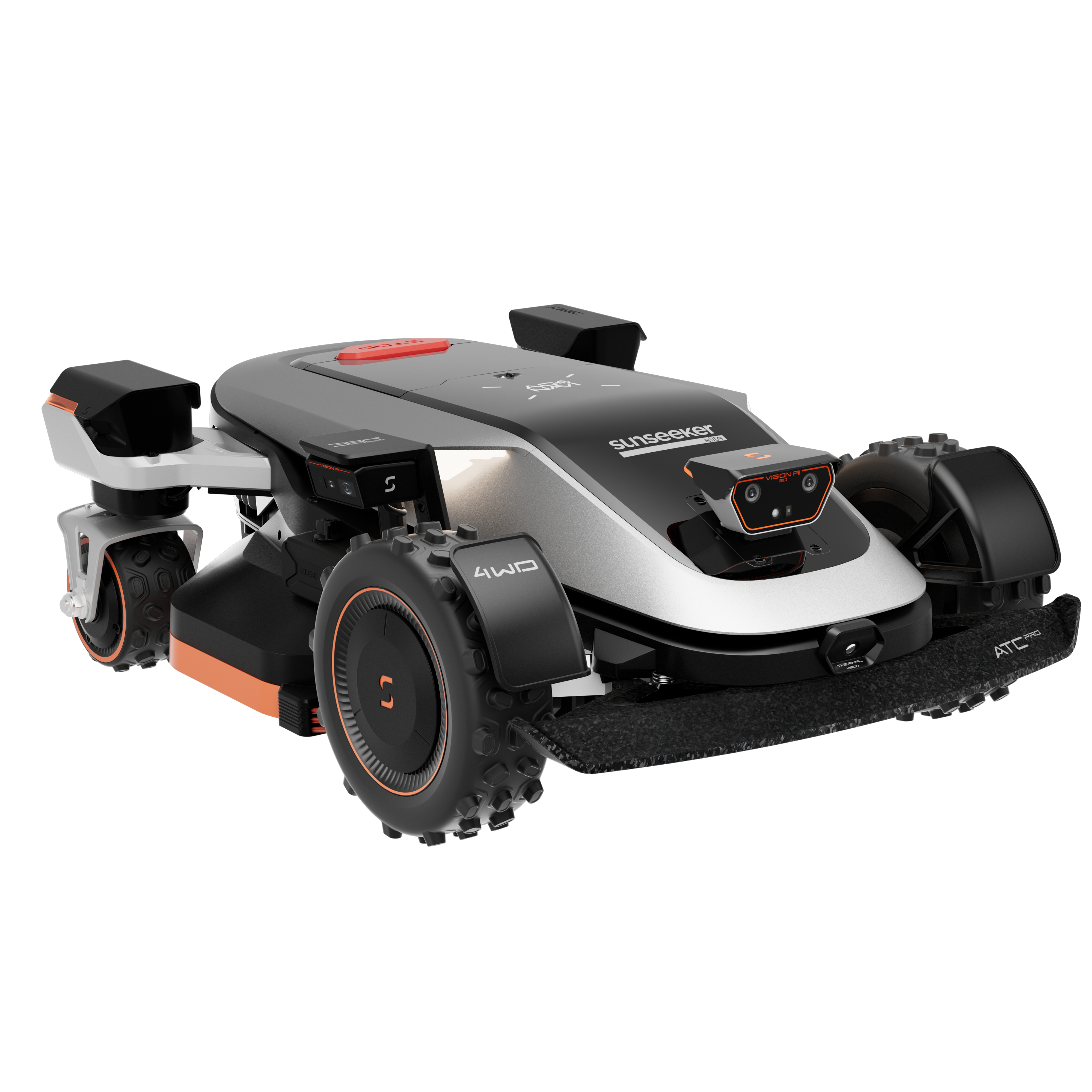 Sunseeker X9 robot lawn mower, right 45-degree view