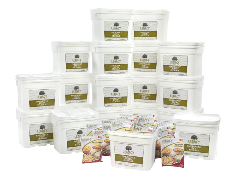 Legacy Food Storage 2160 Serving Package contents overview graphic listing included meals and servings