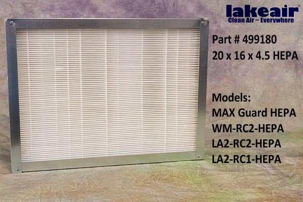 LakeAir 499180 True HEPA filter used in the LA2-RC2-HOC