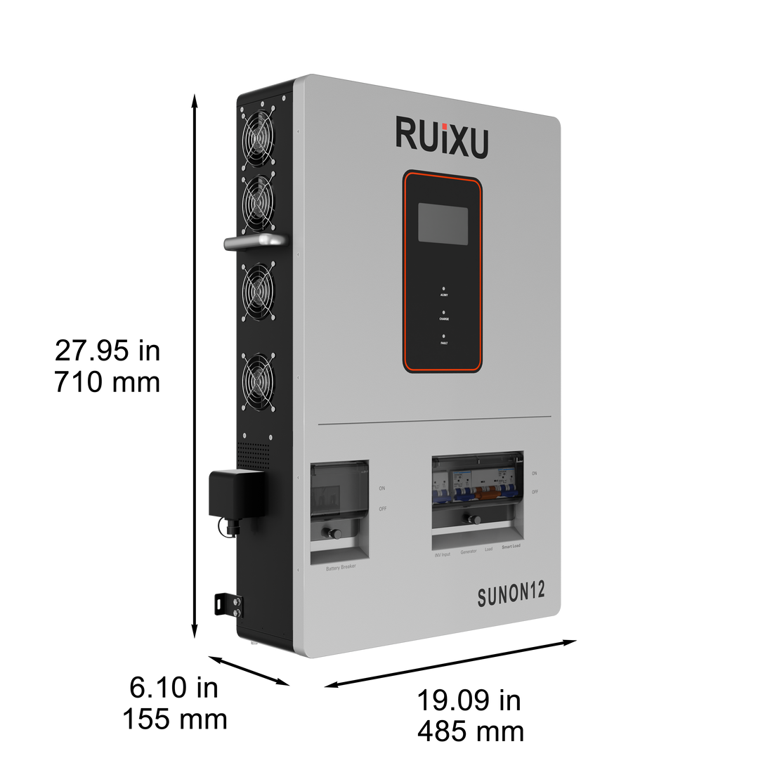 RUiXU SUNON12 12kW off-grid inverter - side angle view