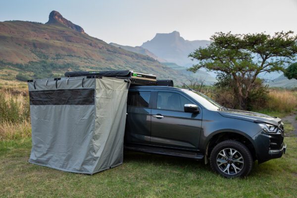 BunduTec BunduSuite privacy room attached below BunduTop roof top tent