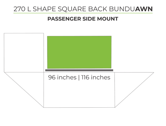 BunduAwn Square Back 270 awning coverage diagram