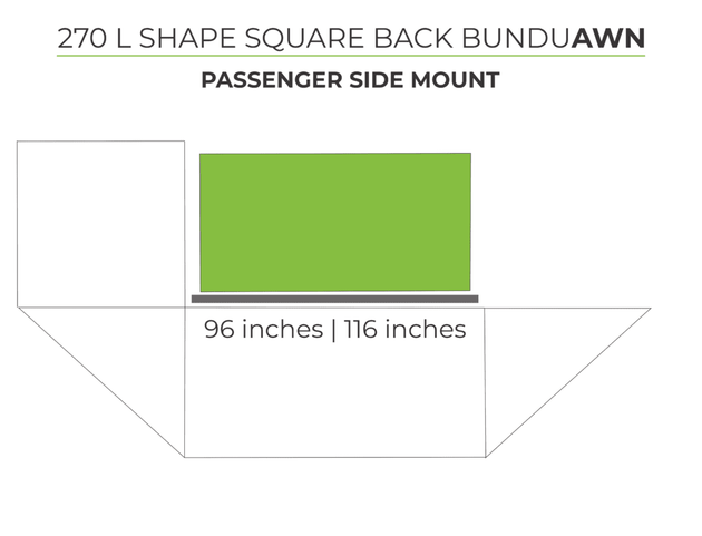 BunduAwn Square Back 270 awning coverage diagram