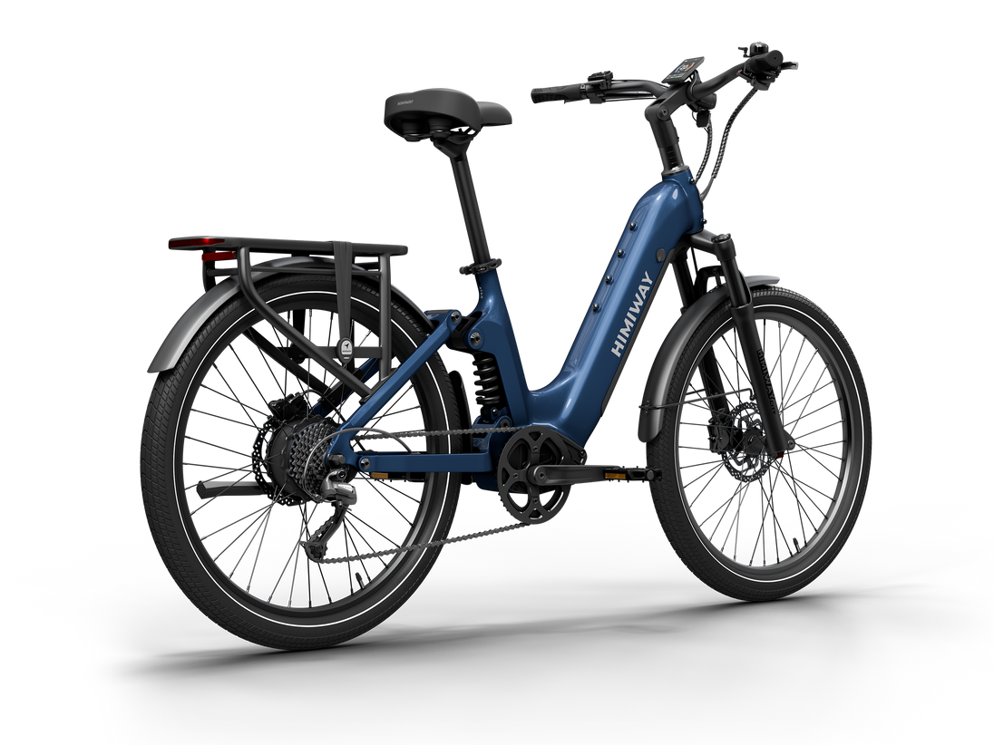 Himiway A7 e-bike in Midnight Blue, three-quarter view