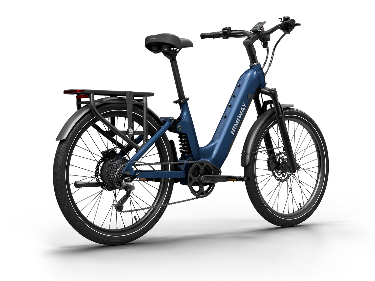 Himiway A7 e-bike in Midnight Blue, three-quarter view