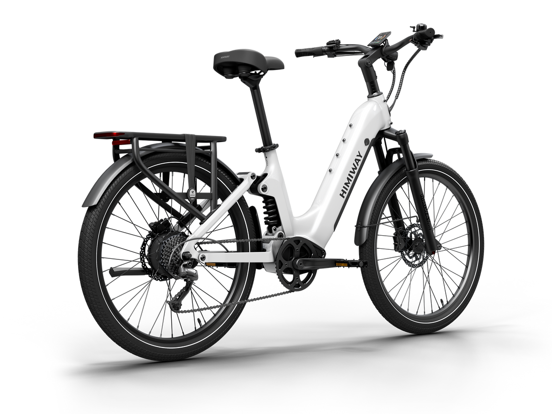 Himiway A7 e-bike in White, three-quarter view