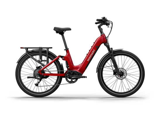 Himiway A7 commuter e-bike in Red, side view