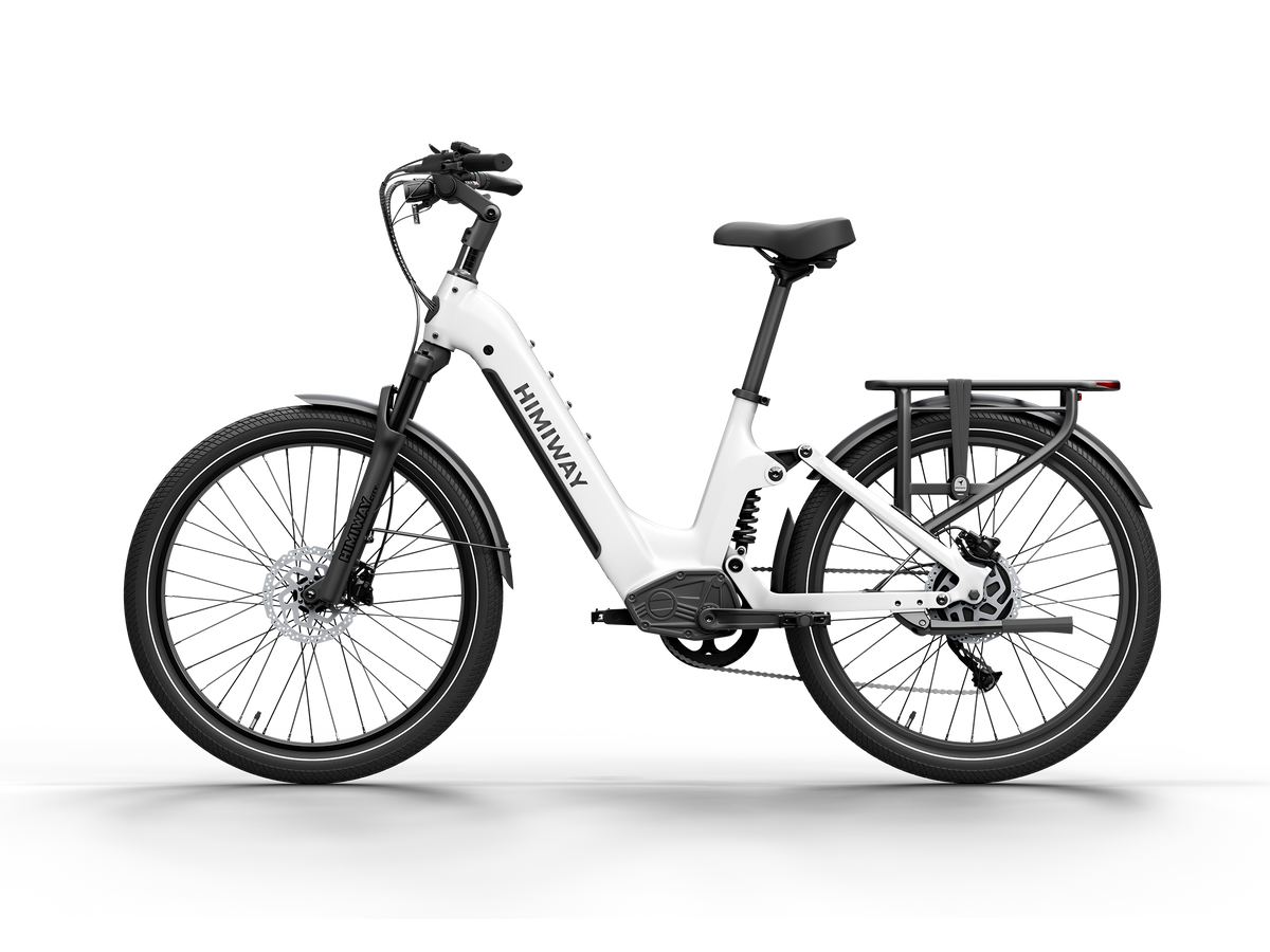 Himiway A7 e-bike in White, rear angle