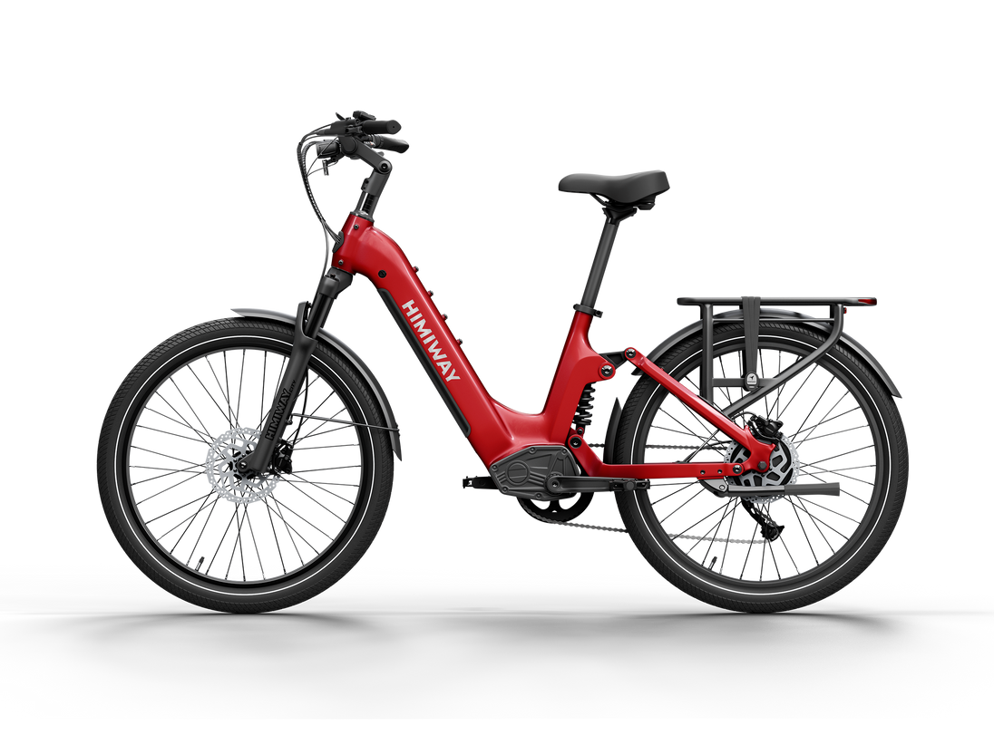 Himiway A7 e-bike in Red, rear angle