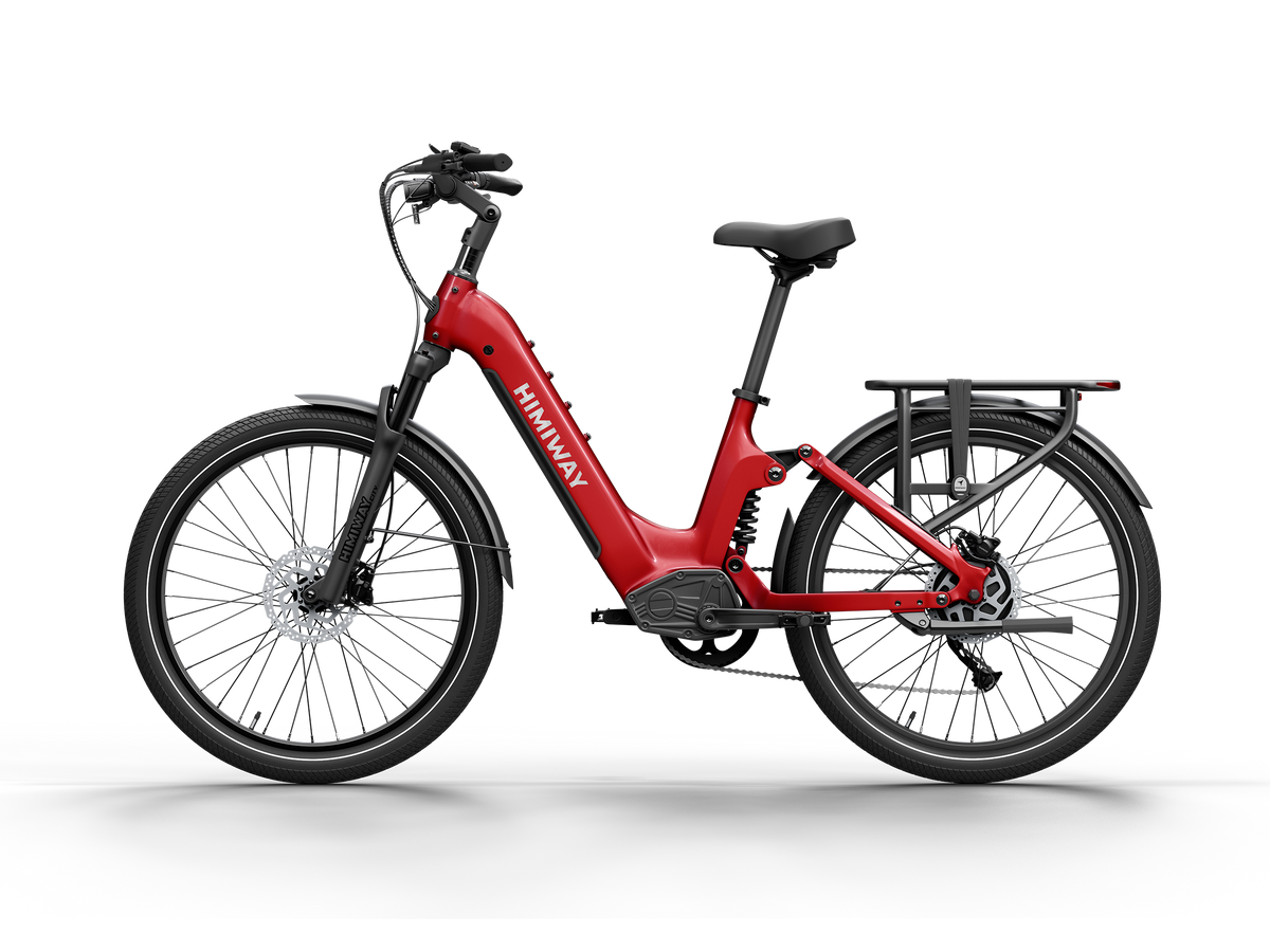 Himiway A7 e-bike in Red, rear angle