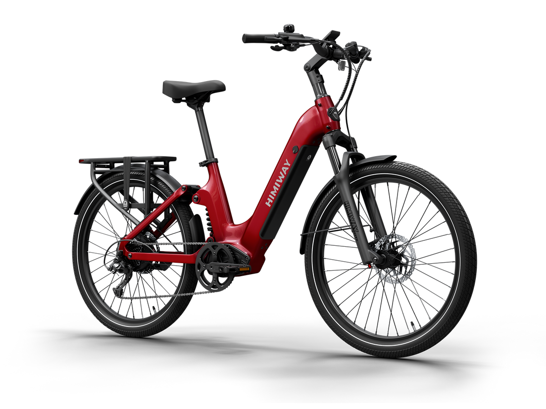 Himiway A7 e-bike in Red, front angle