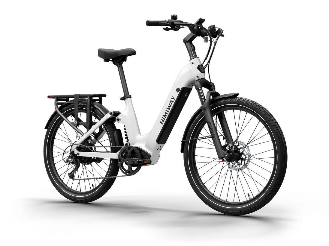 Himiway A7 e-bike in White, front angle