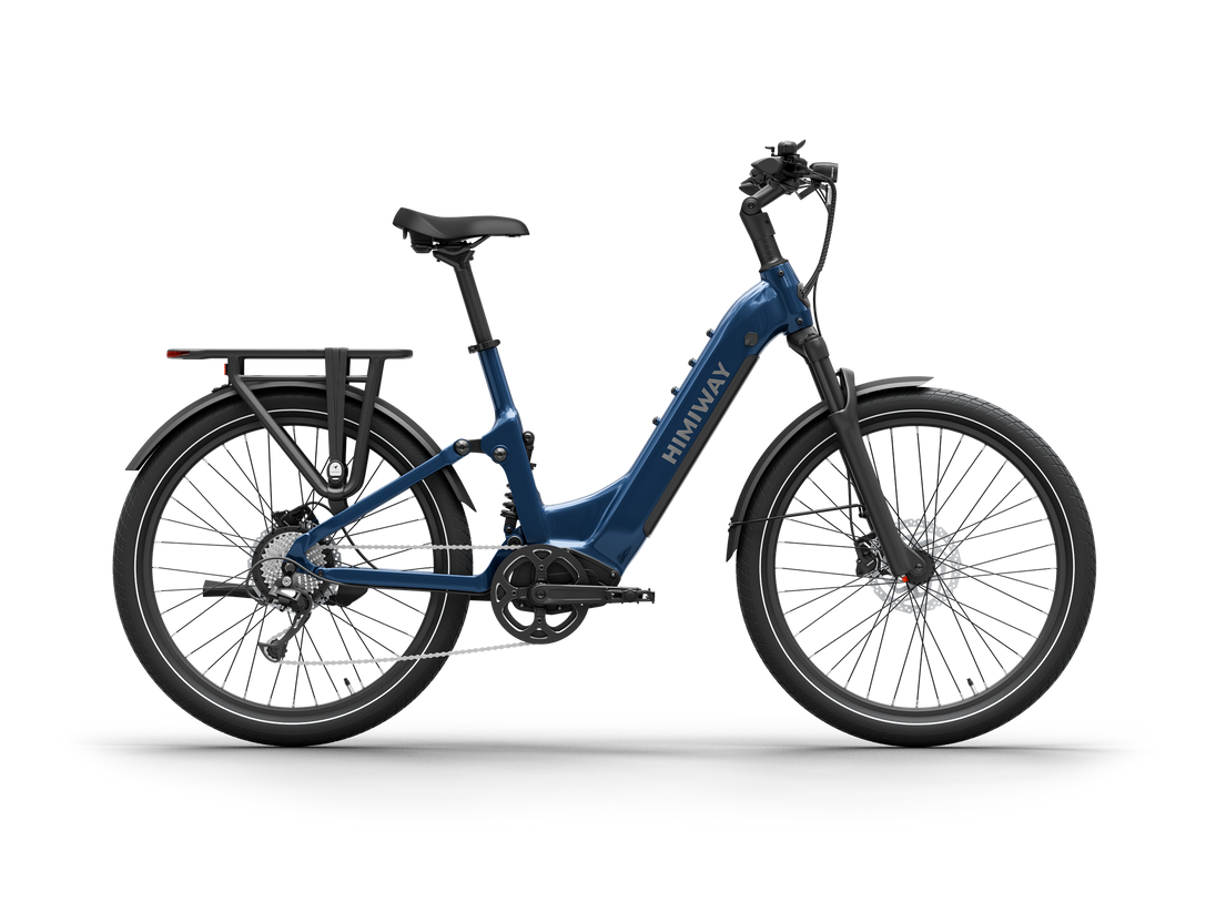 Himiway A7 e-bike in Midnight Blue, drive side