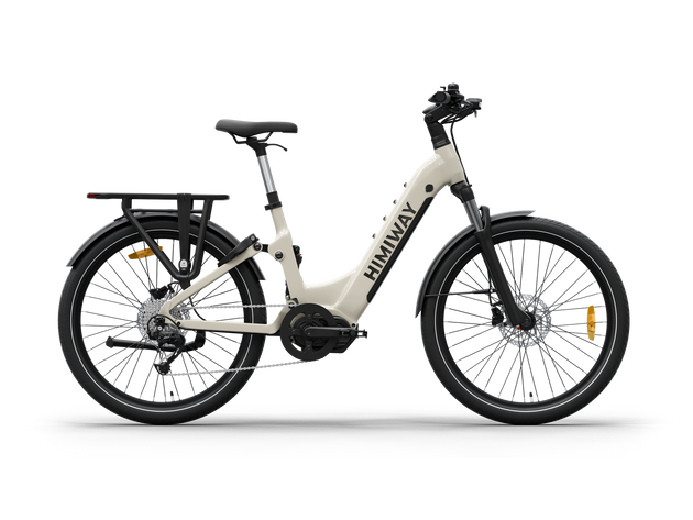 Himiway A7 Pro mid-drive step-thru e-bike in Light Gray, side view
