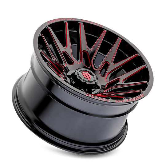 American Truxx Evolution AT1919 Wheel – Gloss Black w/ Red Prizm Milled Spokes