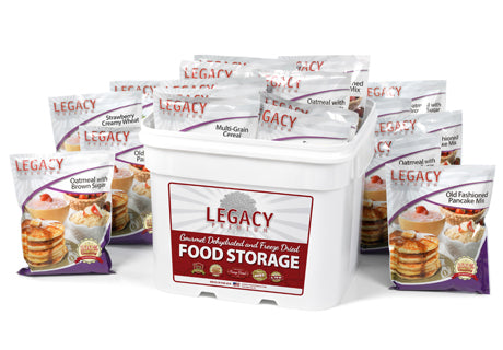 Legacy Food Storage 120 Serving Breakfast Bucket main packaging shot of the storage bucket