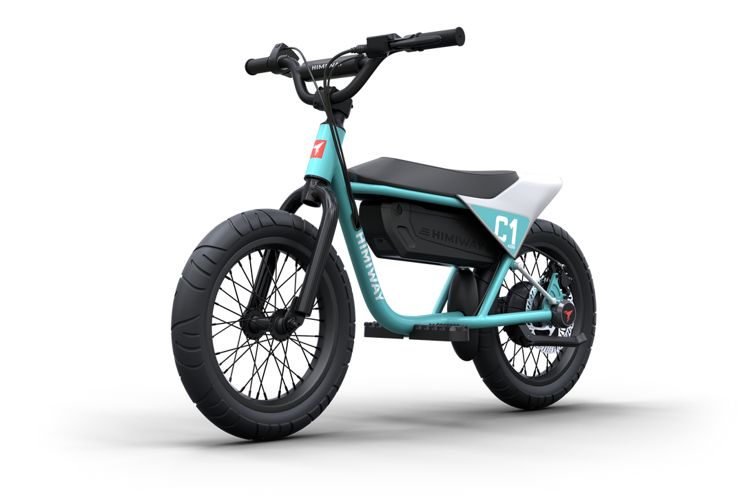 Himiway C1 kids e-bike in Cyan, front angle