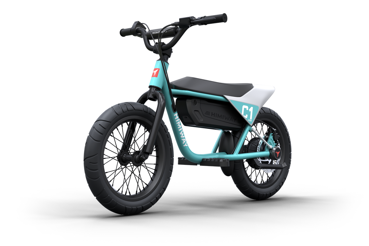 Himiway C1 kids e-bike in Cyan, front angle