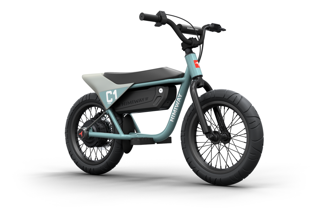 Himiway C1 kids e-bike in Bluish Gray, front angle