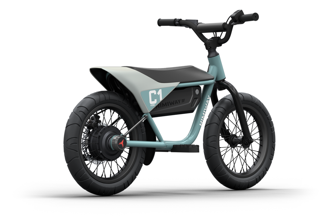 Himiway C1 kids e-bike in Bluish Gray, rear angle