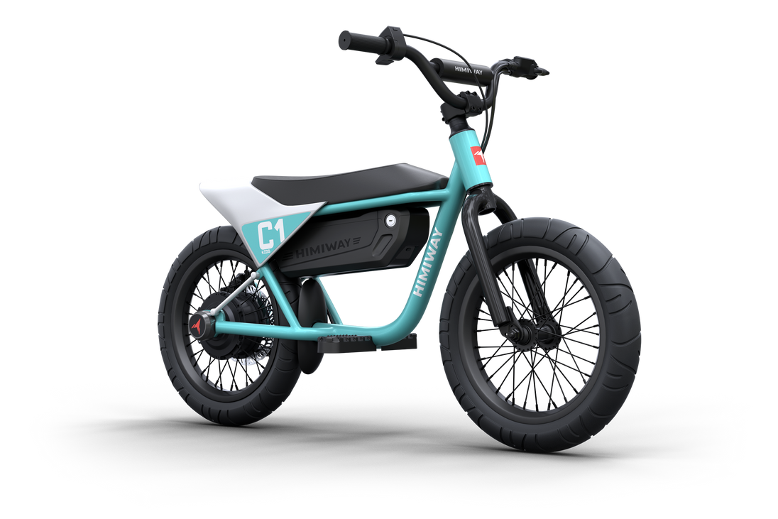 Himiway C1 kids e-bike in Cyan, angled view