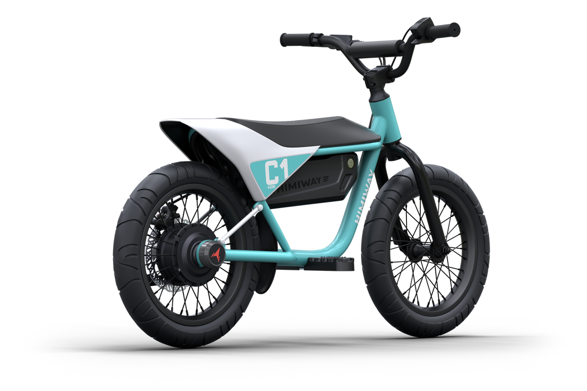 Himiway C1 kids e-bike in Cyan, rear angle