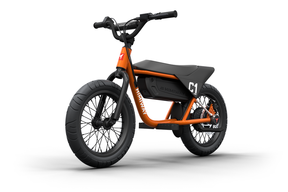 Himiway C1 kids e-bike in Coral, angled view