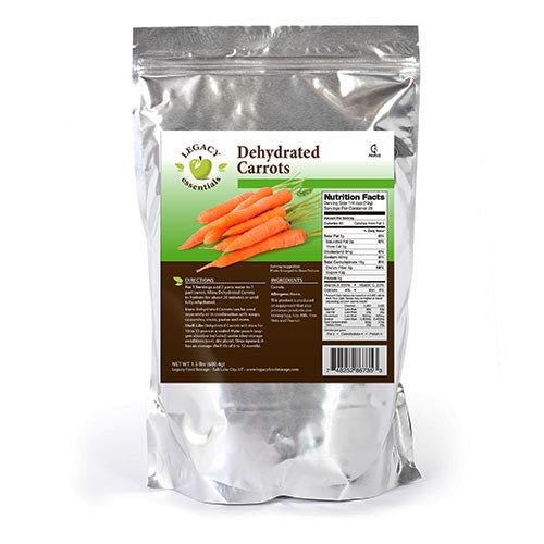 Legacy Food Storage 35 Serving Dehydrated Carrots Pouch - 6 pack single pouch product photo