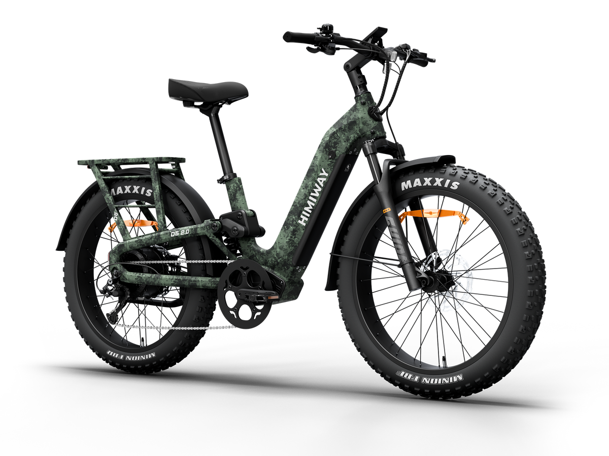 Himiway D5 2.0 Camo e-bike, angled view