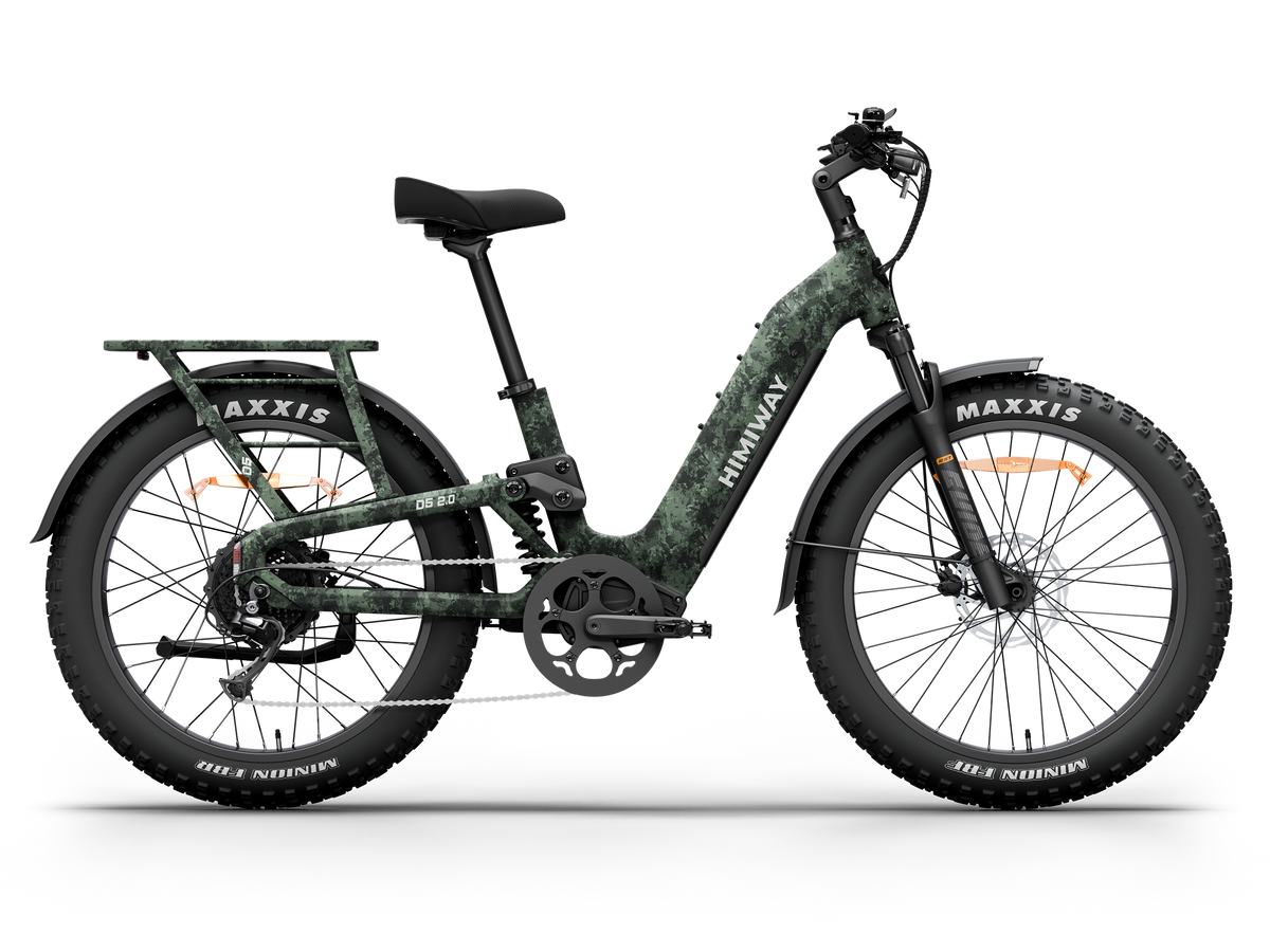 Himiway D5 2.0 Camo step-thru fat tire e-bike, side view