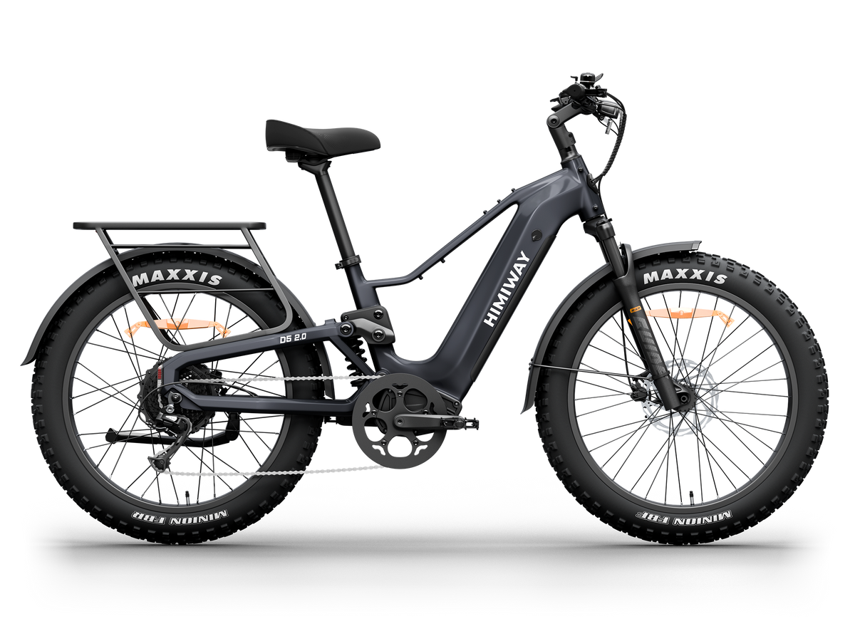 Himiway D5 2.0 step-over fat tire e-bike in Space Grey, side view