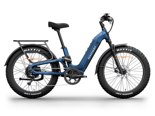 Himiway D5 2.0 ST step-thru fat tire e-bike in Midnight Blue, side view