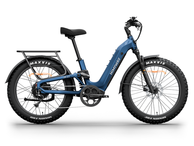 Himiway D5 2.0 ST step-thru fat tire e-bike in Midnight Blue, side view