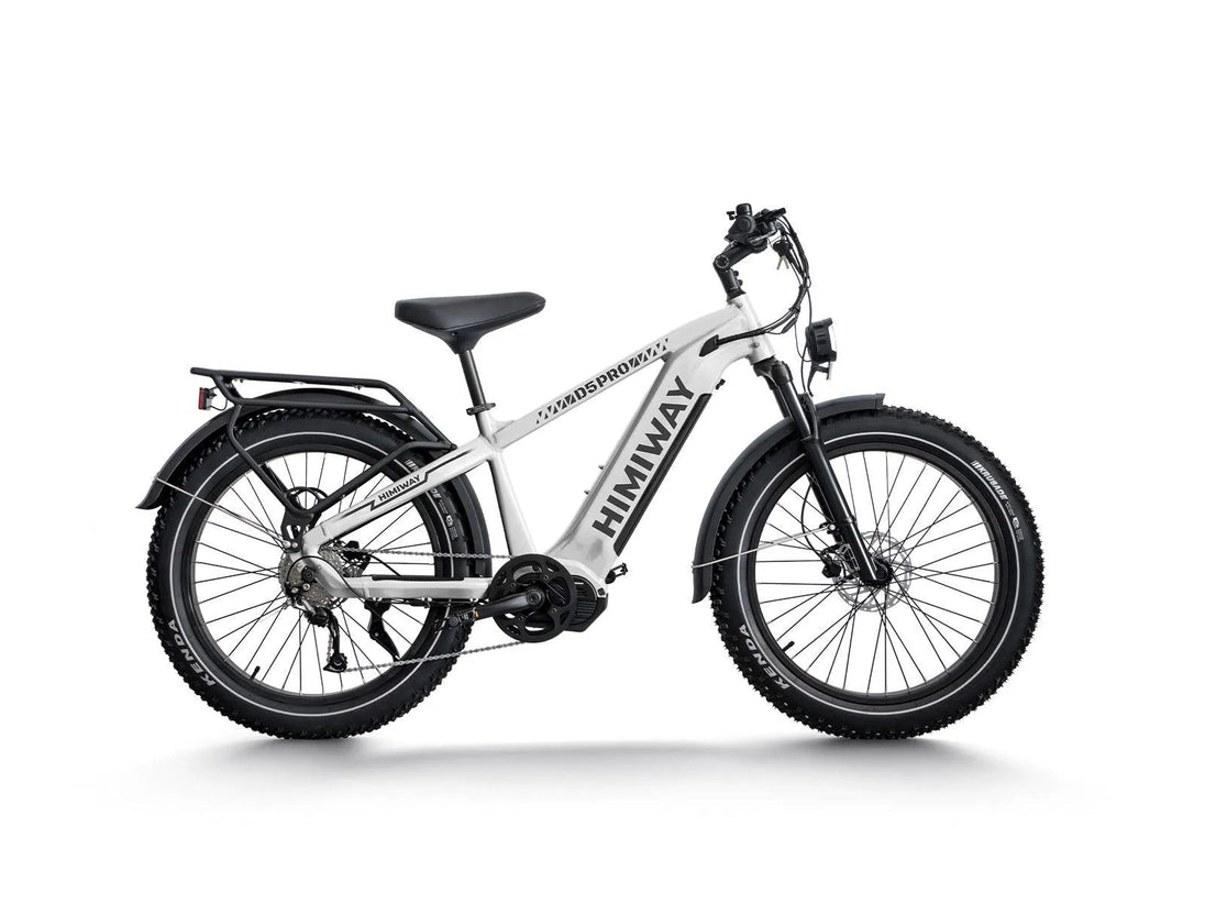 Himiway D5 Pro mid-drive fat tire e-bike in White, side view