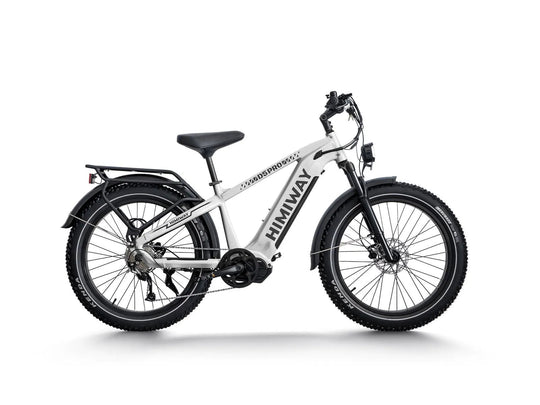 Himiway D5 Pro mid-drive fat tire e-bike in White, side view