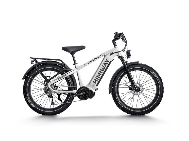 Himiway D5 Pro mid-drive fat tire e-bike in White, side view
