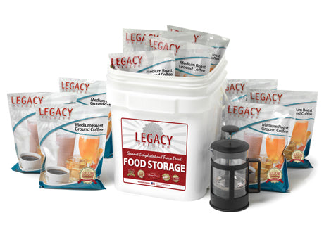 Legacy Food Storage 350 Serving Coffee Bucket with French Press product packaging bucket