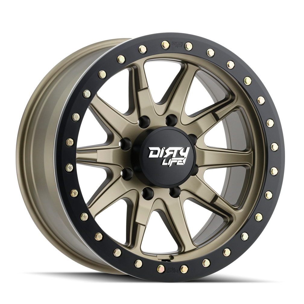 Dirty Life DT-2 9304 Wheel – Satin Gold w/ Simulated Beadlock Ring
