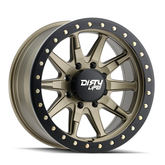 Dirty Life DT-2 9304 Wheel – Satin Gold w/ Simulated Beadlock Ring