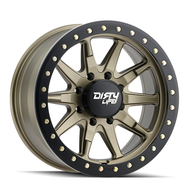 Dirty Life DT-2 9304 Wheel – Satin Gold w/ Simulated Beadlock Ring
