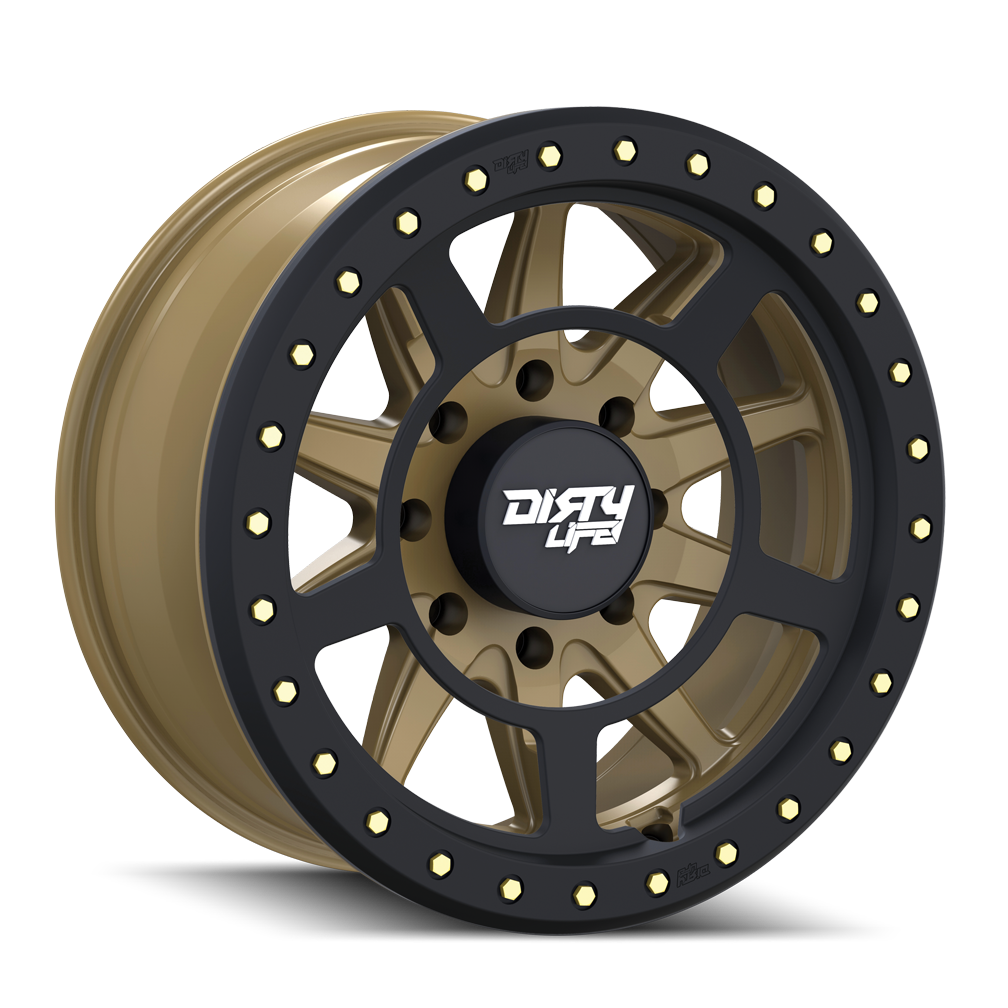 Dirty Life DT-2 9304 Wheel – Satin Gold w/ Simulated Beadlock Ring