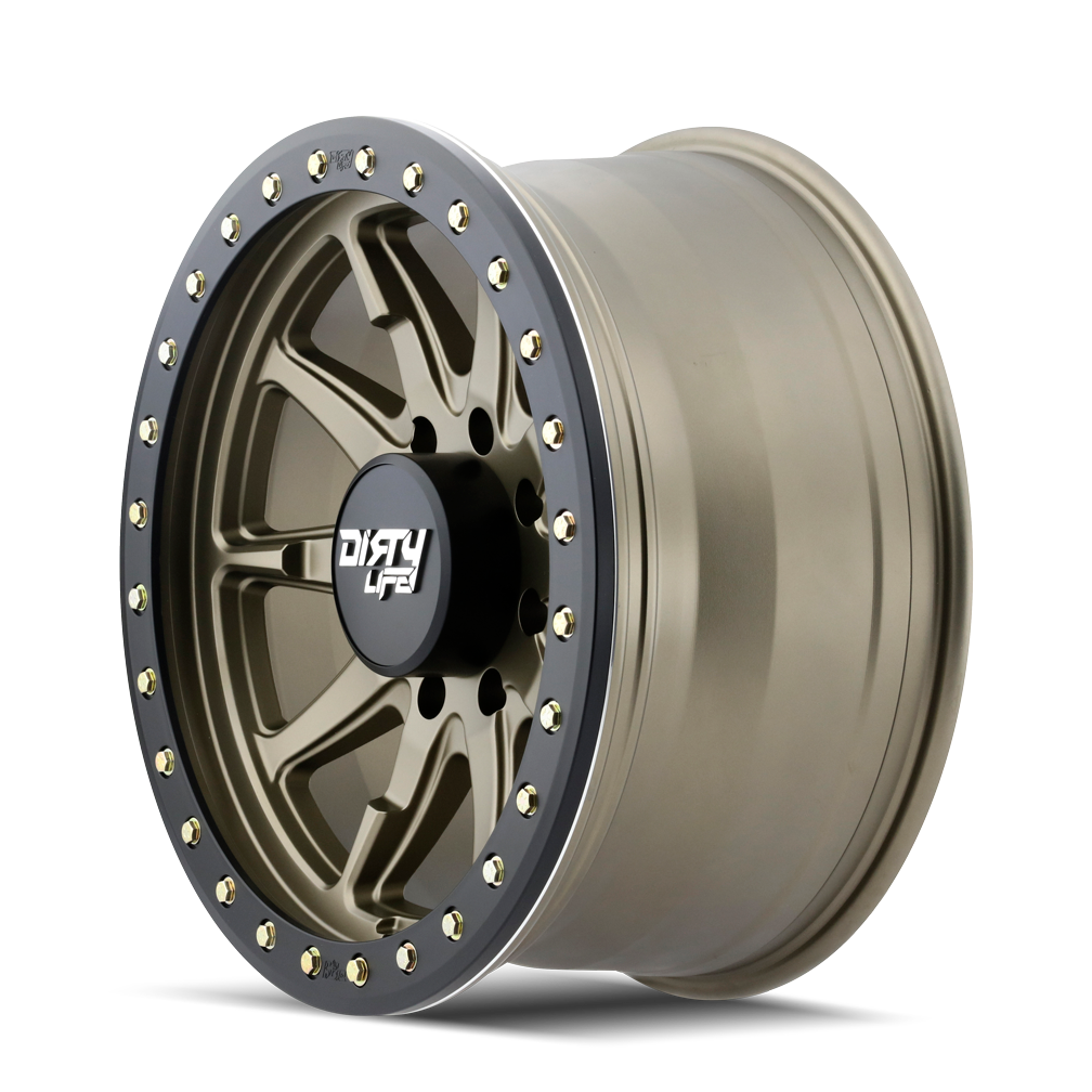 Dirty Life DT-2 9304 Wheel – Satin Gold w/ Simulated Beadlock Ring