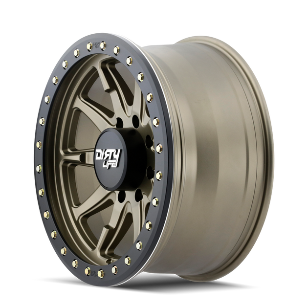 Dirty Life DT-2 9304 Wheel – Satin Gold w/ Simulated Beadlock Ring