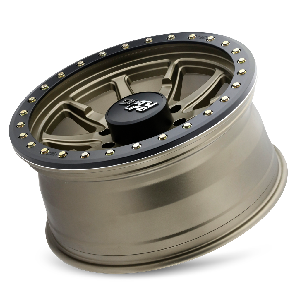 Dirty Life DT-2 9304 Wheel – Satin Gold w/ Simulated Beadlock Ring