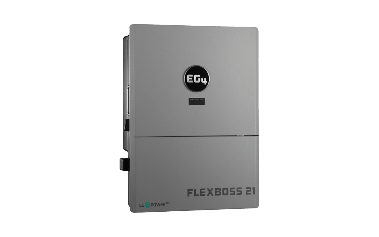 EG4 FlexBOSS21 hybrid solar inverter, right tilt view